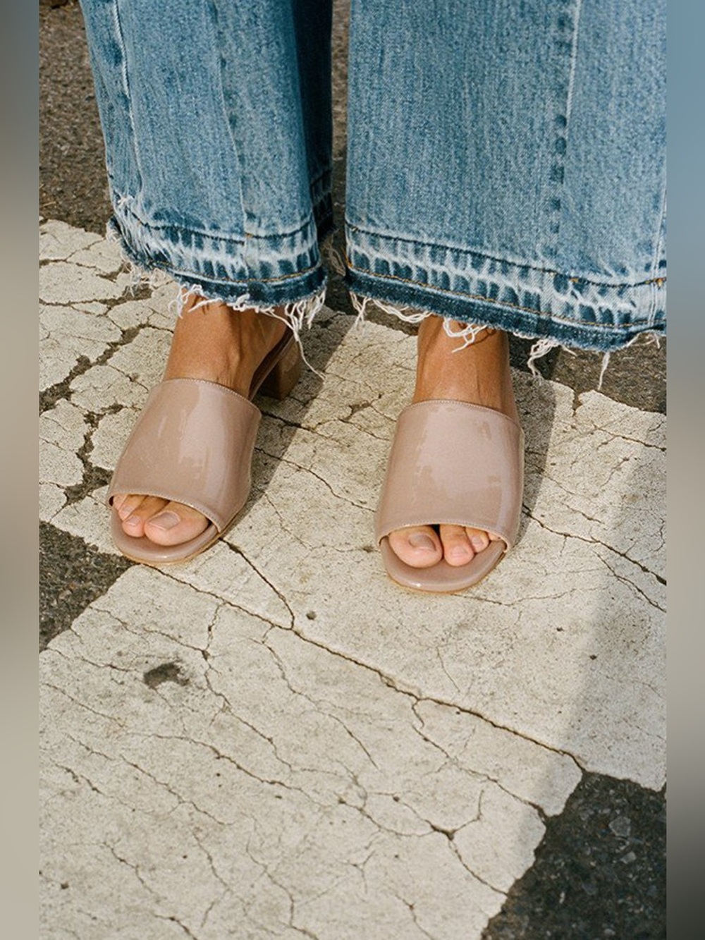 Maryam Nassir zadeh dark nude patent leather slide